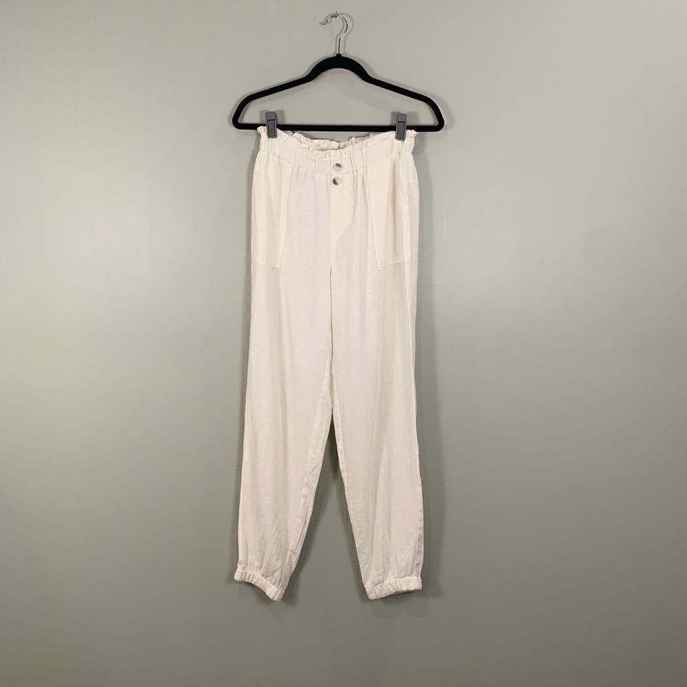 Sincerely Jules linen blend white elastic waist jogger pants size medium
